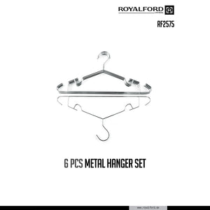 Royalford RF2575 6PCS Metal Hanger Set | Chrome-Plated Multi-Hook Rust-Resistant Clothes Hangers | Space-Saving Design | Perfect for Shirts, Pants, Dresses & Accessories