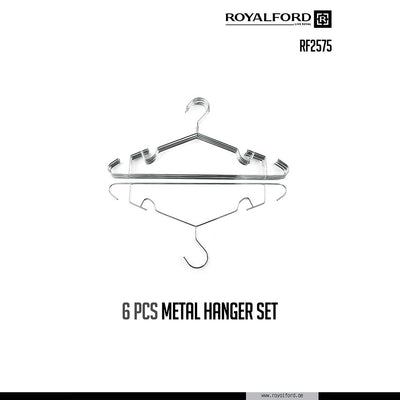 Royalford RF2575 6PCS Metal Hanger Set | Chrome-Plated Multi-Hook Rust-Resistant Clothes Hangers | Space-Saving Design | Perfect for Shirts, Pants, Dresses & Accessories
