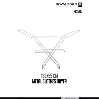 Royalford RF2600-IB Metal Clothes Dryer | Foldable Drying Rack |Large Multi-Level Drying Space| Durable Steel Construction |Suitable For Indoor & Outdoor Laundry Drying