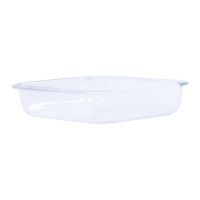 Royalford RF2701-GBD Microwave Glassware Square Baking Dish | Heat Resistant Oven, Freezer & Dishwasher Safe | Transparent Glass Casserole with Easy Grip Handles