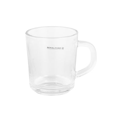 Royalford RF2752-GW glass tumbler set 220ml 3pcs| made from durable clear glass with ergonomic handles| ideal for tea, coffee & beverages, perfect for daily use|