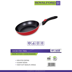 Royalford RF2959 30cm Non-Stick Fry Pan | Heavy-Duty Bakelite Handle| PFOA-Free Eco-Friendly Coating | Multi Cooktop Compatible Design for Everyday Healthy Cooking