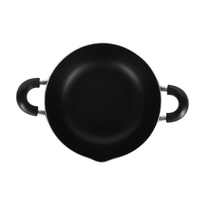 Royalford RF324WP26 26cm Non-Stick Kadai | Aluminium Cookware | 8.5 cm Depth |Pressed Aluminium Construction  | Non-Stick Coated Interior |Heat-Resistant Bakelite Handles