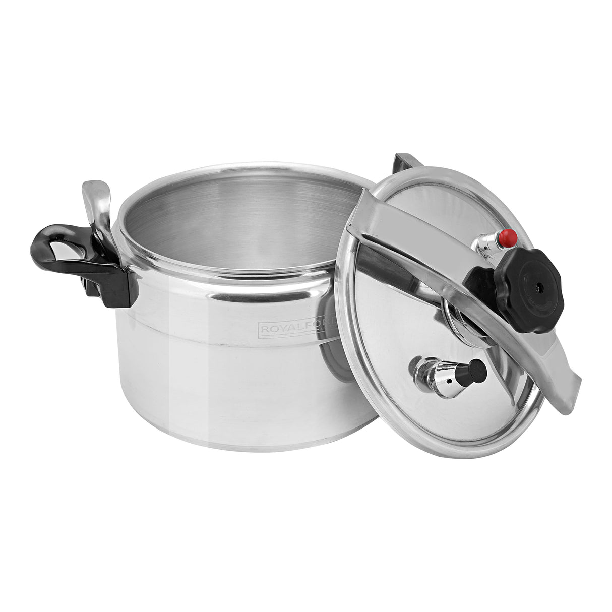 Royalford RF356PC15 Aluminium Alloy Pressure Cooker | 15L Heavy Duty Large Capacity Cooker | Multi Safety Device | Perfect for Home Bulk Cooking and Catering Use