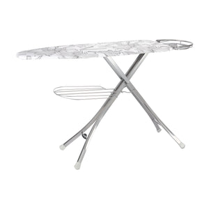 Royalford RF365IBL Ironing Board with Iron Rest, Clothes Rack | 100% Cotton Cover & 10mm Foam Pad | Adjustable height  | Powder-Coated Steel Legs | Foldable Design