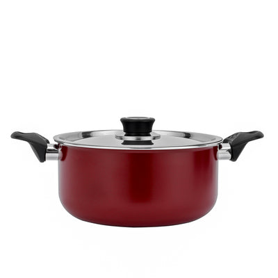 Royalford RF389C22 22CM Aluminium Casserole with Stainless Steel Lid | 3-Layer Non-Stick Coating |  3.0MM Thick Body |  CD Bottom |  Heat-Resistant Bakelite Handles