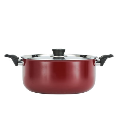 Royalford RF391C26 26CM Aluminium Non-Stick Casserole | Stainless Steel Lid | 3.0MM Thick Pressed Aluminium Body | 3-Layer Durable Coating | Stylish & Long-Lasting Use