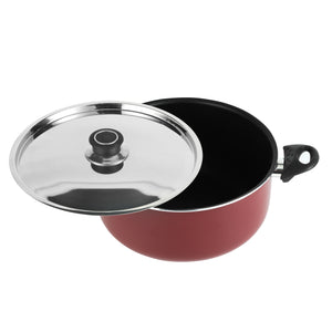 Royalford RF391C26 26CM Aluminium Non-Stick Casserole | Stainless Steel Lid | 3.0MM Thick Pressed Aluminium Body | 3-Layer Durable Coating | Stylish & Long-Lasting Use
