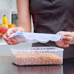 Royalford RF414APB 1000ML airproof storage box| BPA-free material & airtight 4-sided locking lid| stackable design, non-skid base, dishwasher, freezer& microwave safe |