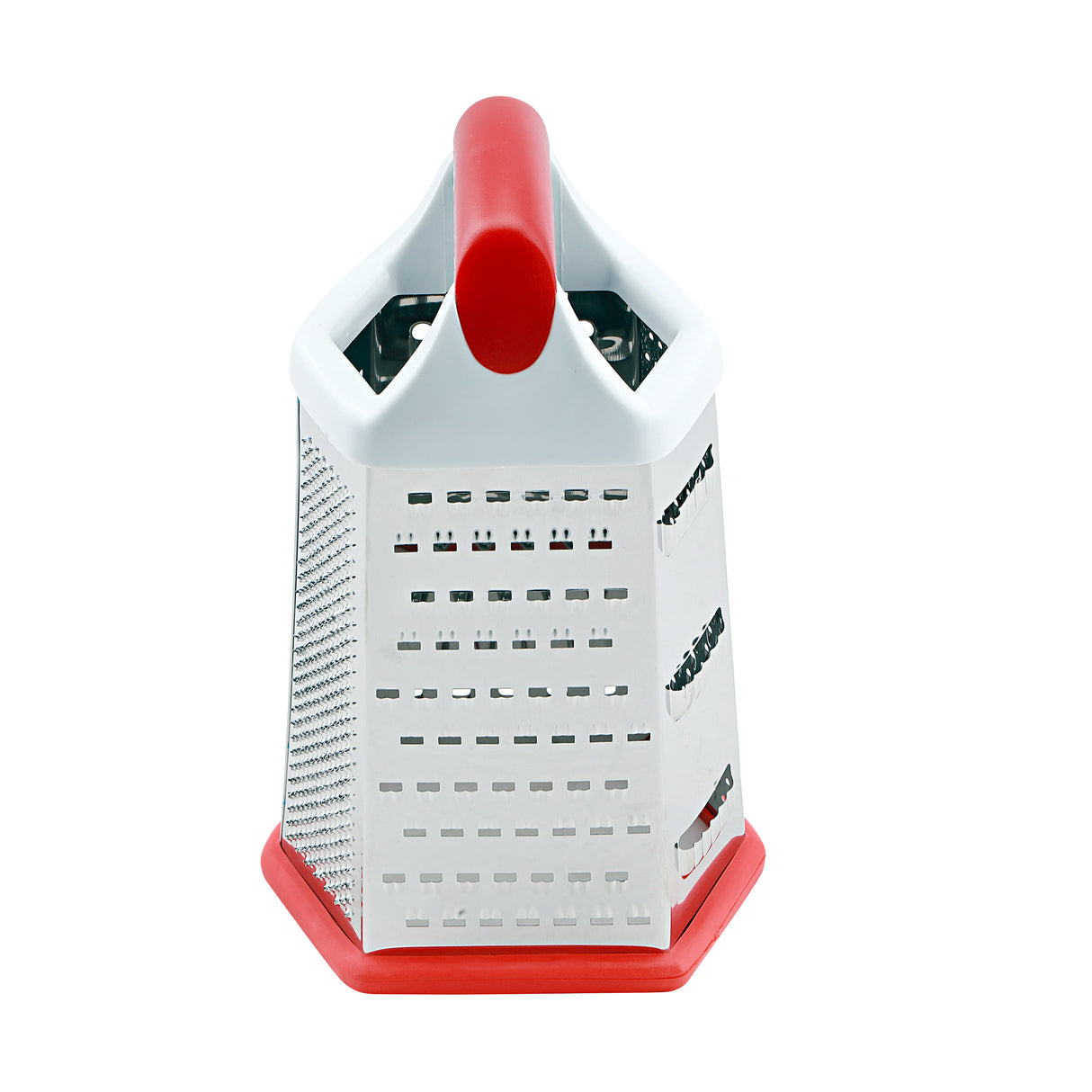Royalford RF4192 6 Sided Stainless Steel  Grater |  Ergonomic Handle | Non Slip Base | Multipurpose Kitchen Grater for Cheese, Vegetables & Fruits | Food Grade