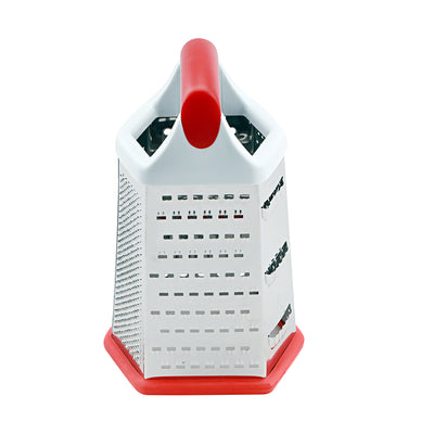 Royalford RF4192 6 Sided Stainless Steel  Grater |  Ergonomic Handle | Non Slip Base | Multipurpose Kitchen Grater for Cheese, Vegetables & Fruits | Food Grade