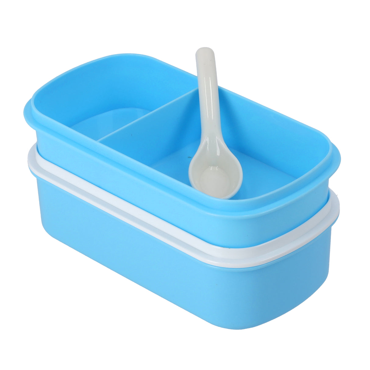 Royalford RF4399BL Airtight Lunch Box 2 Layer with Spoon| Leak Proof, Food Storage Container & 1+2 Compartment| Durable Food Grade Material for Office School Travel Use|