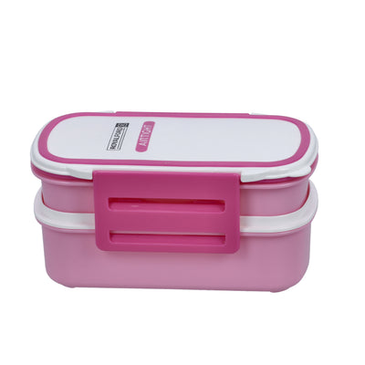 Royalford RF4399 Airtight Lunch Box 2 Layer with Spoon| Leak Proof, Food Storage Container & 1+2 Compartment Design| Food Grade Material for Office School Travel Use|
