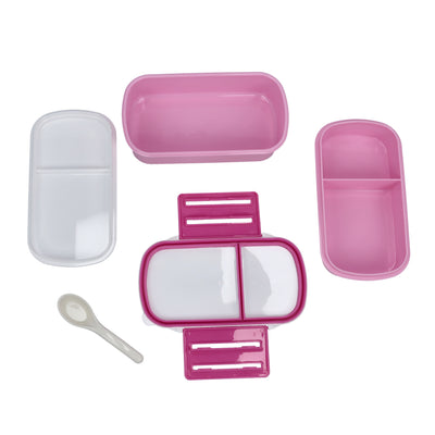 Royalford RF4399 Airtight Lunch Box 2 Layer with Spoon| Leak Proof, Food Storage Container & 1+2 Compartment Design| Food Grade Material for Office School Travel Use|