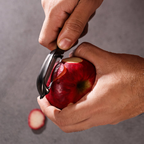 Royalford RF4642 Stainless Steel T-Peeler| Extra Sharp Blade with Ergonomic Non-Slip TPR Handle| Durable Zinc Alloy Body, Food Grade, Ideal for Fruits & Vegetables|