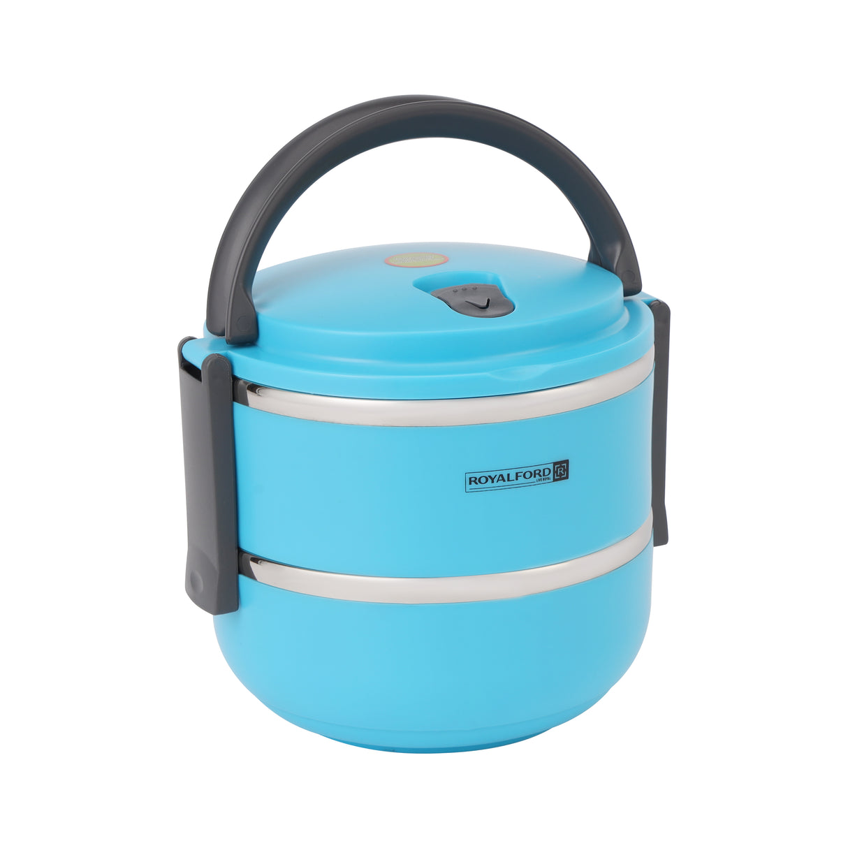 Royalford RF4673 Double Layer Lunch Box 1.8L |Premium Stainless Steel Inner| BPA-Free | Food Grade Material| Insulated Design & Carry Handle for Office & School Use