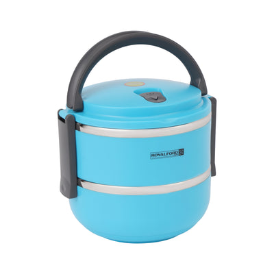 Royalford RF4673 Double Layer Lunch Box 1.8L |Premium Stainless Steel Inner| BPA-Free | Food Grade Material| Insulated Design & Carry Handle for Office & School Use