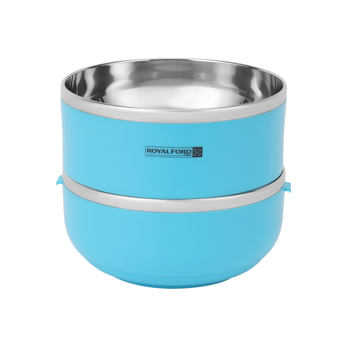 Royalford RF4673 Double Layer Lunch Box 1.8L |Premium Stainless Steel Inner| BPA-Free | Food Grade Material| Insulated Design & Carry Handle for Office & School Use