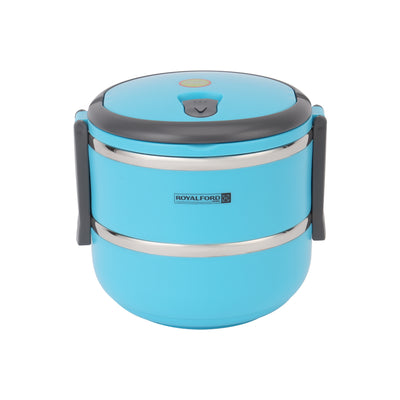 Royalford RF4673 Double Layer Lunch Box 1.8L |Premium Stainless Steel Inner| BPA-Free | Food Grade Material| Insulated Design & Carry Handle for Office & School Use