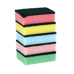 Royal Ford RF4860 SS Rosele Wilkin’s Sponge Scouring Pad 5 Pcs |  Heavy Duty Kitchen Cleaning Sponges | Long Lasting Dual Layer Scrub Pads | Multipurpose Cleaning Use