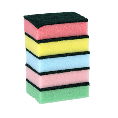 Royal Ford RF4860 SS Rosele Wilkin’s Sponge Scouring Pad 5 Pcs |  Heavy Duty Kitchen Cleaning Sponges | Long Lasting Dual Layer Scrub Pads | Multipurpose Cleaning Use