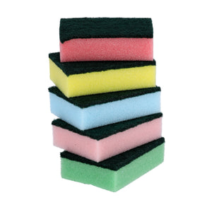Royal Ford RF4860 SS Rosele Wilkin’s Sponge Scouring Pad 5 Pcs |  Heavy Duty Kitchen Cleaning Sponges | Long Lasting Dual Layer Scrub Pads | Multipurpose Cleaning Use