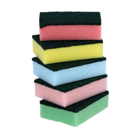 Royal Ford RF4860 SS Rosele Wilkin’s Sponge Scouring Pad 5 Pcs |  Heavy Duty Kitchen Cleaning Sponges | Long Lasting Dual Layer Scrub Pads | Multipurpose Cleaning Use