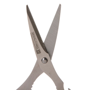 Royalford RF491S 3-in-1 Kitchen Scissors| stainless steel blades offers cutting, nut cracking, and bottle opening functions| ergonomic grip and hygienic design|
