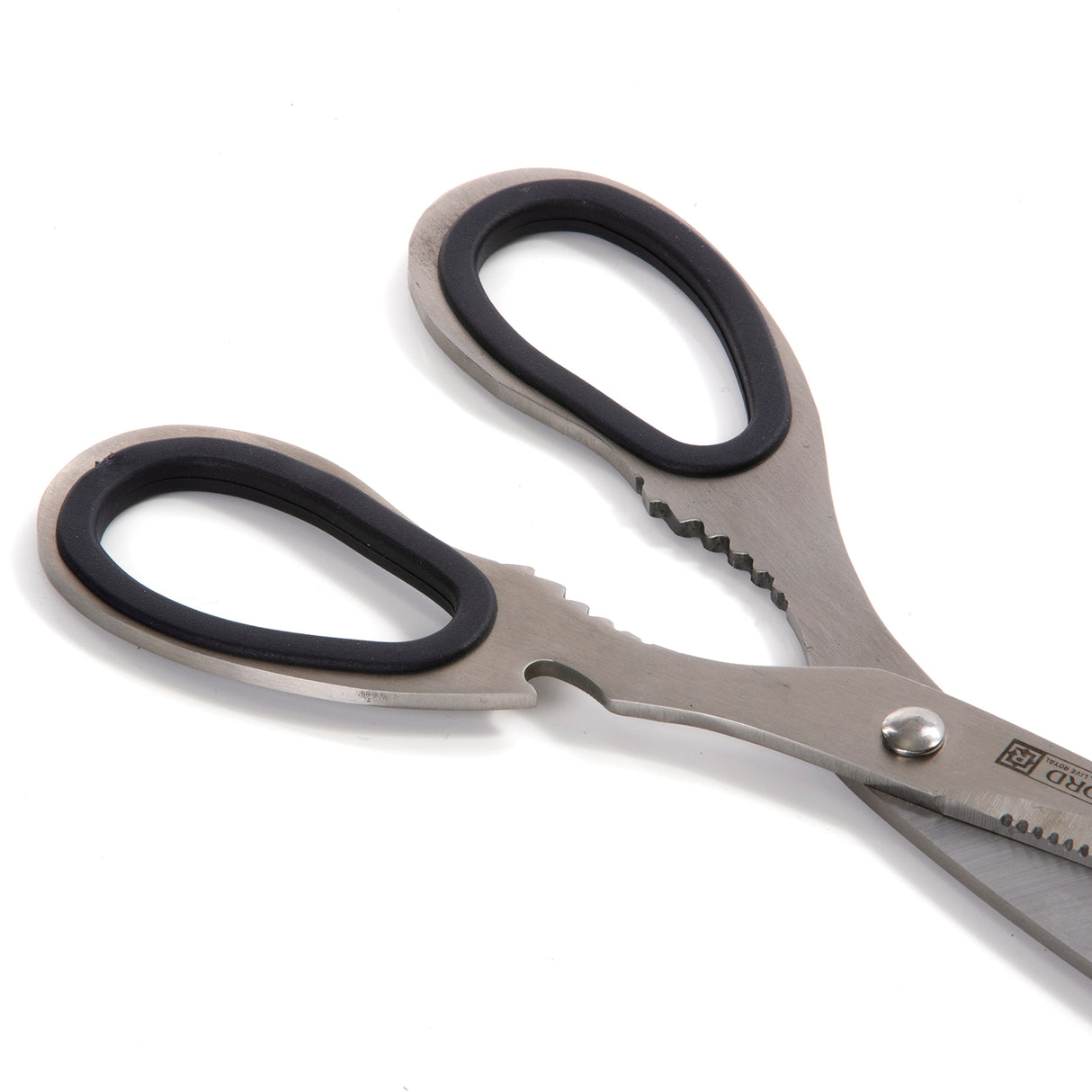 Royalford RF491S 3-in-1 Kitchen Scissors| stainless steel blades offers cutting, nut cracking, and bottle opening functions| ergonomic grip and hygienic design|