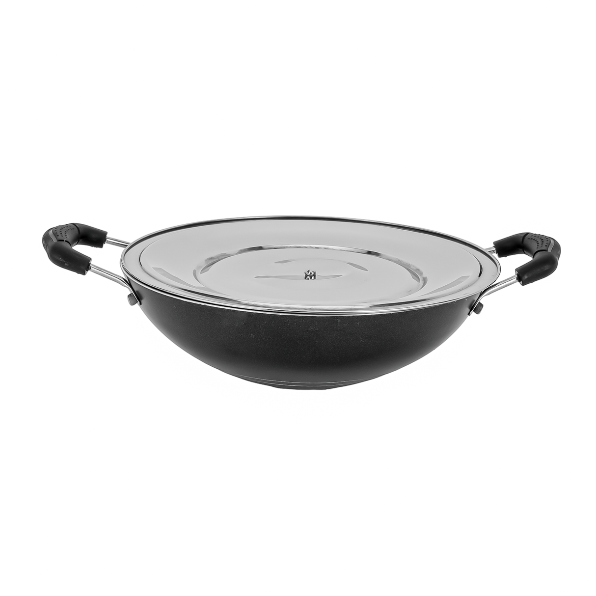 Royalford RF4952 21.5cm Appam Pan with Lid | Non Stick Cookware | Deep Curved Design for Perfect Appam Cooking |  Even Heat Distribution | Heat Resistant Handles