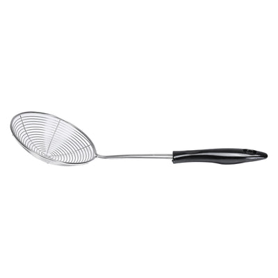 Royalford RF5024 stainless steel skimmer| wide mesh, ergonomic handle, ideal for frying, straining & lifting food| heat resistant & easy to clean for daily use|