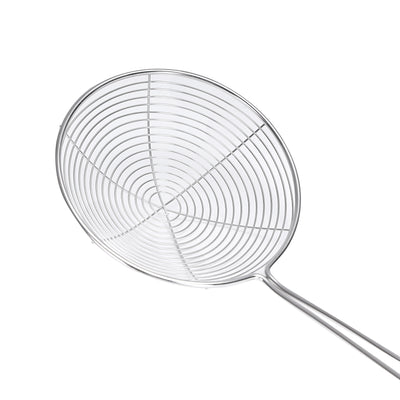 Royalford RF5024 stainless steel skimmer| wide mesh, ergonomic handle, ideal for frying, straining & lifting food| heat resistant & easy to clean for daily use|