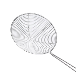 Royalford RF5023 stainless steel spider strainer| durable mesh & ergonomic handle| ideal for frying, skimming & straining food| heat resistant & easy to clean|