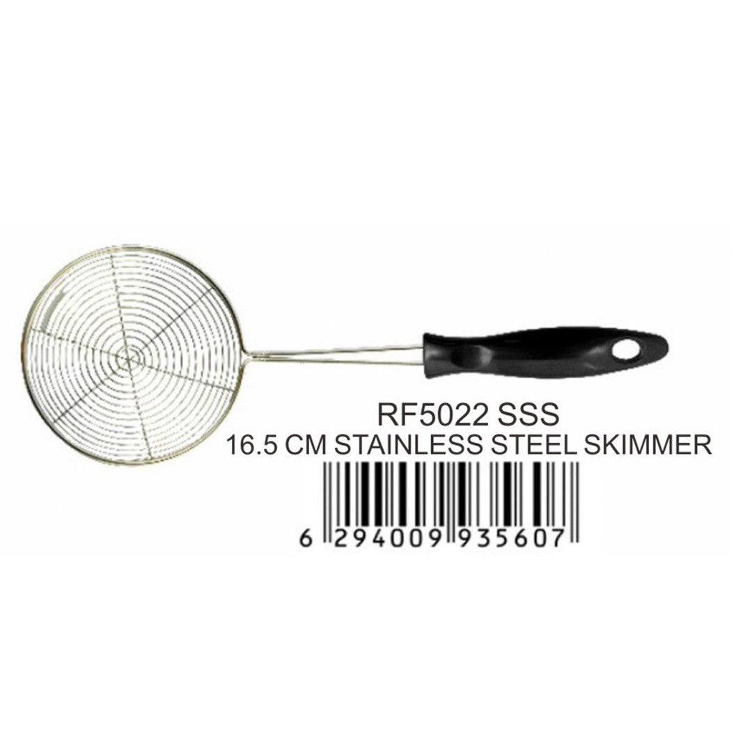 Royalford RF5022 stainless steel skimmer| ergonomic handle, durable rust-resistant design &  ideal for frying| straining, and serving food, easy to clean & for daily use|