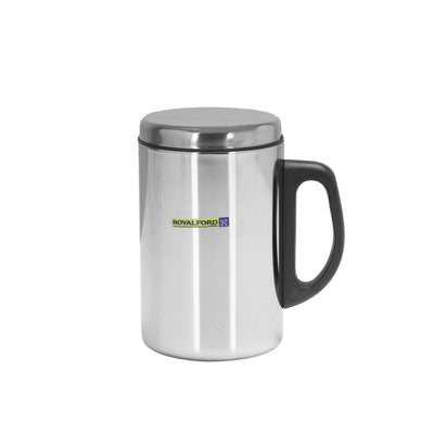 Royalford RF5026 Stainless Steel Mug with Lid | 350ML Double Wall Insulated Coffee Tea Mug |  Hot and Cold Drink Cup | Perfect for Home, Office, Travel and Camping use