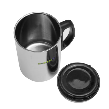 Royalford RF5026 Stainless Steel Mug with Lid | 350ML Double Wall Insulated Coffee Tea Mug |  Hot and Cold Drink Cup | Perfect for Home, Office, Travel and Camping use