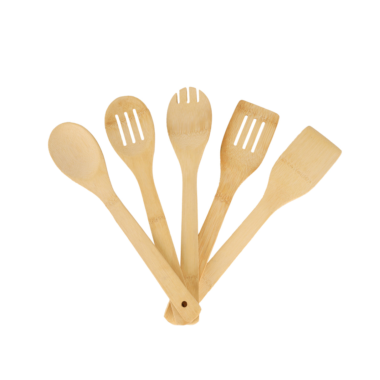 RoyalFord RF5110 5 Piece Bamboo Kitchen Tools Set | Natural Wooden Cooking Utensils | Durable Eco-Friendly Non-Stick Safe Cooking Spoon Spatula | Easy to clean & maintain