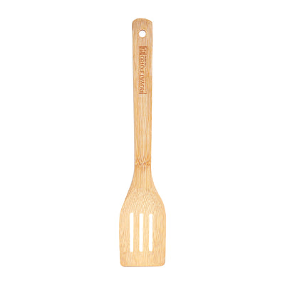 RoyalFord RF5111 Bamboo Slotted Turner Spatula | Eco Friendly | Heat Resistant Non Stick Safe Cooking Utensil | Durable Wooden Turner for Flipping, Frying & Serving Use