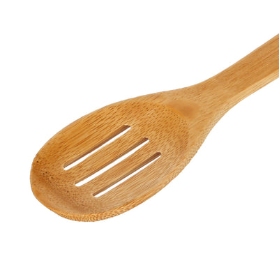 RoyalFord RF5113 Bamboo Slotted Spoon | Eco Friendly | Heat Resistant | Non Stick Safe Wooden Cooking Spoon | Lightweight Utensil for Stirring, Serving & Draining  Use