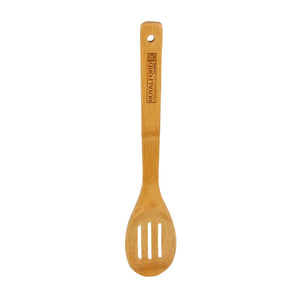 RoyalFord RF5113 Bamboo Slotted Spoon | Eco Friendly | Heat Resistant | Non Stick Safe Wooden Cooking Spoon | Lightweight Utensil for Stirring, Serving & Draining  Use