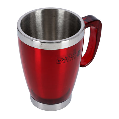 Royalford RF5129RD Double Wall Travel Mug | 400ml Stainless Steel Insulated Coffee Mug |  Leak Resistant Thermal Cup for Hot & Cold Drinks | Portable Office & Travel Mug