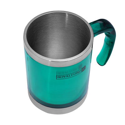 Royalford RF5130GR Double Wall Travel Mug | 400ml Stainless Steel Insulated Coffee Mug |  Leak Resistant BPA Free Thermal Cup for Hot & Cold Drinks | Portable  Travel Mug