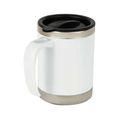 Royalford RF5130WH Double Wall Travel Mug | 400ml Stainless Steel Insulated Coffee Mug | Leak Resistant Thermal Cup for Hot & Cold Drinks| Portable Office & Travel Mug