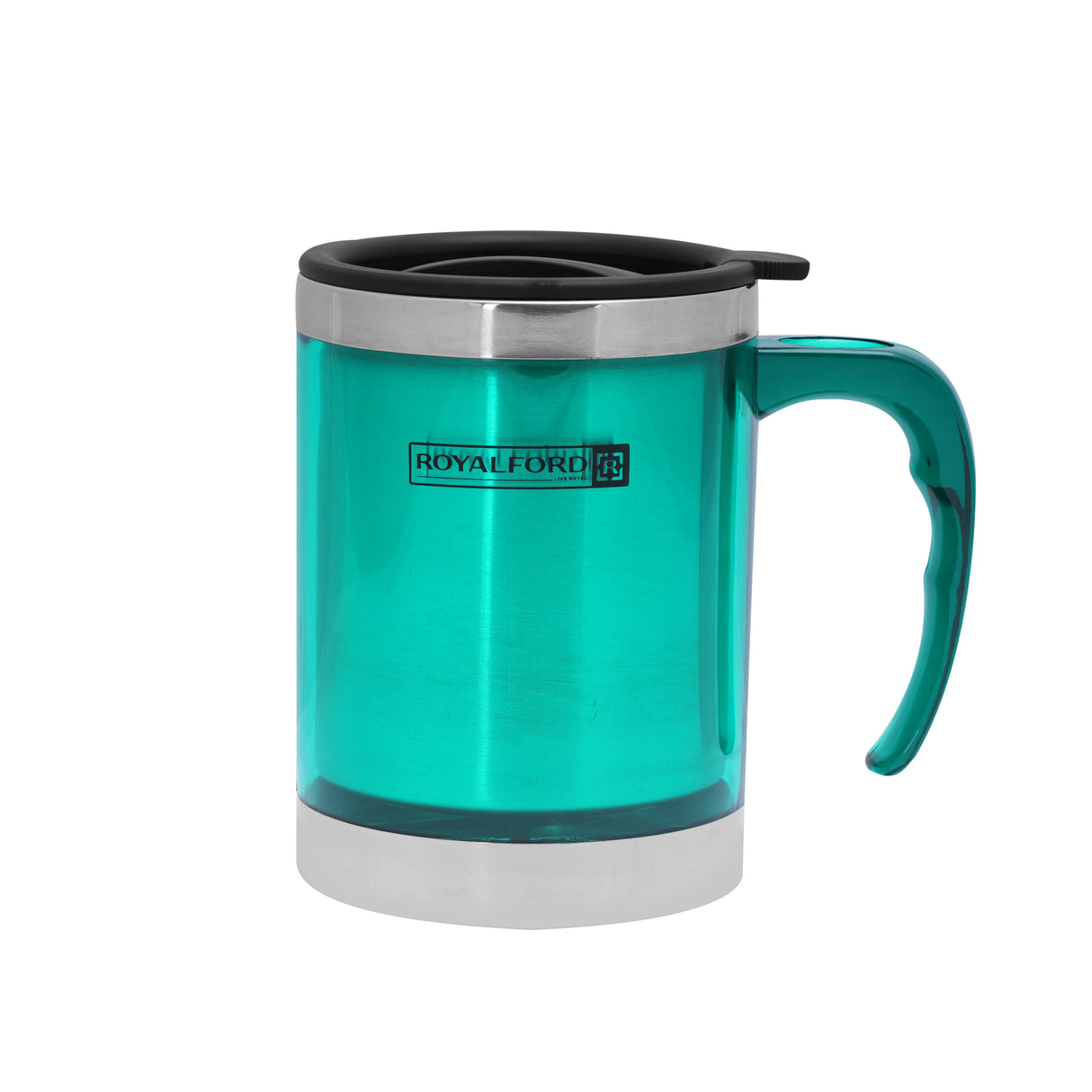 Royalford RF5131 Travel Mug 290ml| Double Wall Stainless Steel Insulated Cup with Handle Leak Resistant Design| Keeps Drinks Hot and Cold Durable Portable Mug|