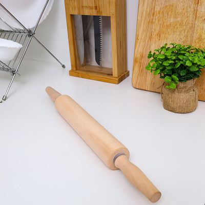 Royalford RF5370 Lotus Wood Rolling Pin | Wooden Dough Roller with Ergonomic Handles | Traditional Baking Roller for Roti, Chapati, Pizza, and Pastry | Easy to Use
