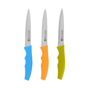 Royalford RF5387 Utility Knife Set | 3 Pieces Stainless Steel Kitchen Knives with Ergonomic Non-Slip Handles |  Multipurpose Cutting Knives for Fruits, Vegetables & Meat