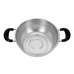 Royalford RF5402 Stainless Steel Fruit Basket with Handles | Durable Perforated Kitchen Colander for Washing Fruits, Vegetables & Pasta | Rust Resistant Strainer Bowl
