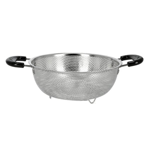 Royalford RF5402 Stainless Steel Fruit Basket with Handles | Durable Perforated Kitchen Colander for Washing Fruits, Vegetables & Pasta | Rust Resistant Strainer Bowl
