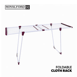 Royalford RF5425 Folding Cloth Rack | Compact Foldable Clothes Drying Stand |Space-Saving Metal Laundry Drying Rack with Sturdy Frame |  Indoor, Outdoor & Balcony Use