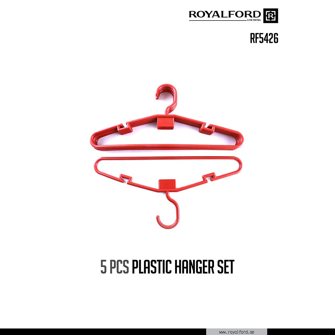 Royalford RF5426RD plastic hanger set| lightweight hangers with ergonomic design | smooth edges, strong grip and ideal for organizing clothes neatly in wardrobes|